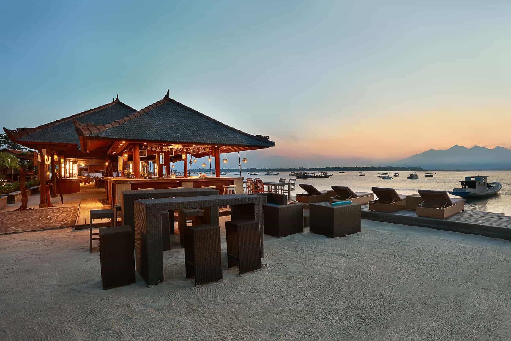 Beach sunrise in the Gili Islands of Lombok Indonesia